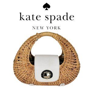 RARE KATE SPADE NEW YORK Mini Santiago Plantation Wicker Tote Handbag - Cream